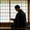 Haruki Sato enjoying a traditional tea ceremony in Kyoto