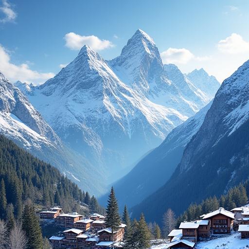 Snow-capped peaks of the Swiss Alps